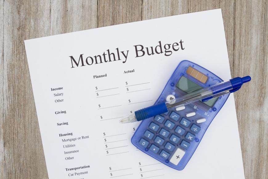 Monthly budget sheet
